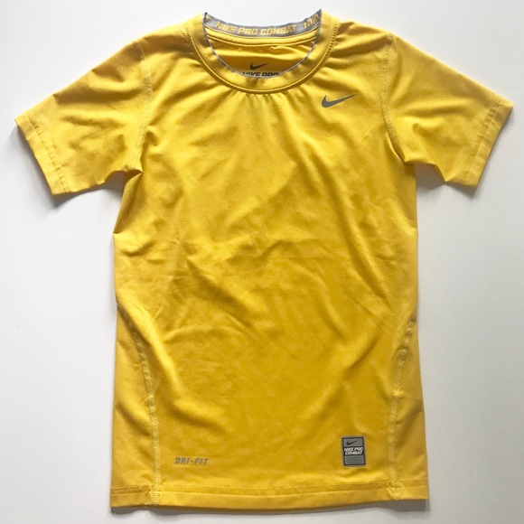 yellow nike compression shirt